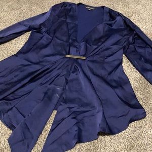 Express Low Cut Blouse w Gold Brooch